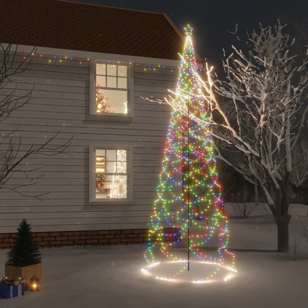 vidaXL Árbol de Navidad con poste de metal 1400 LEDs de colores 5 m
