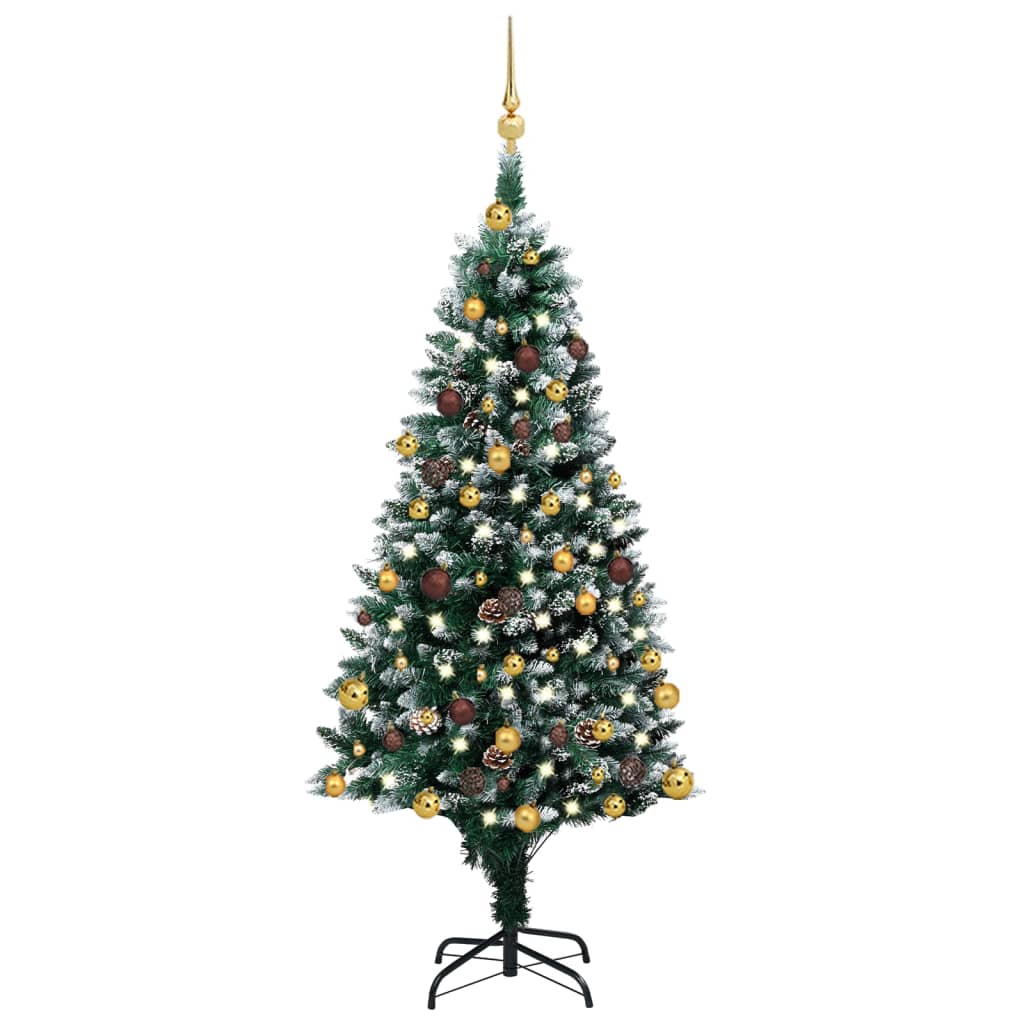 vidaXL Árbol de Navidad artificial con LEDs, bolas y piñas 150 cm