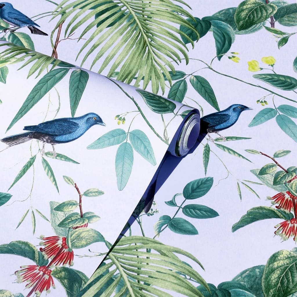 DUTCH WALLCOVERINGS Papel pintado Exotic Garden azul y verde