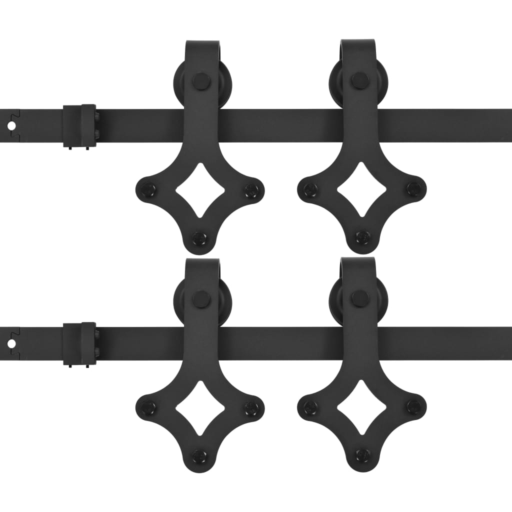 vidaXL Kit de herrajes de puertas correderas acero negro 2 uds 183 cm