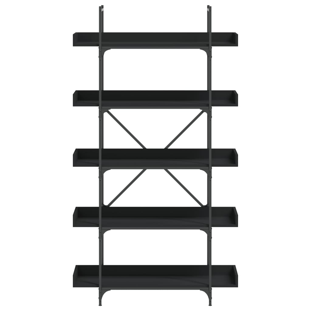 vidaXL Librería 5 estantes madera de ingeniería negro 100x33x180,5 cm