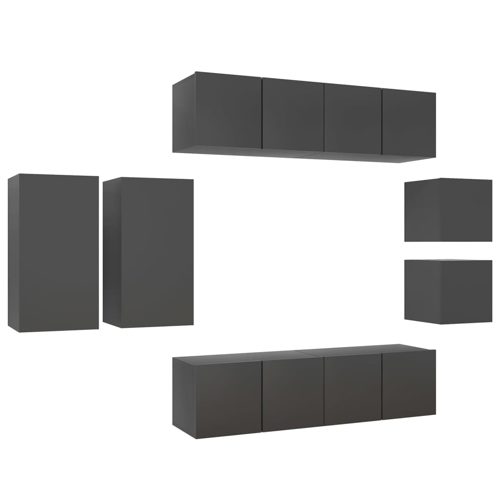 vidaXL Set de muebles de salón 8 piezas madera ingeniería gris