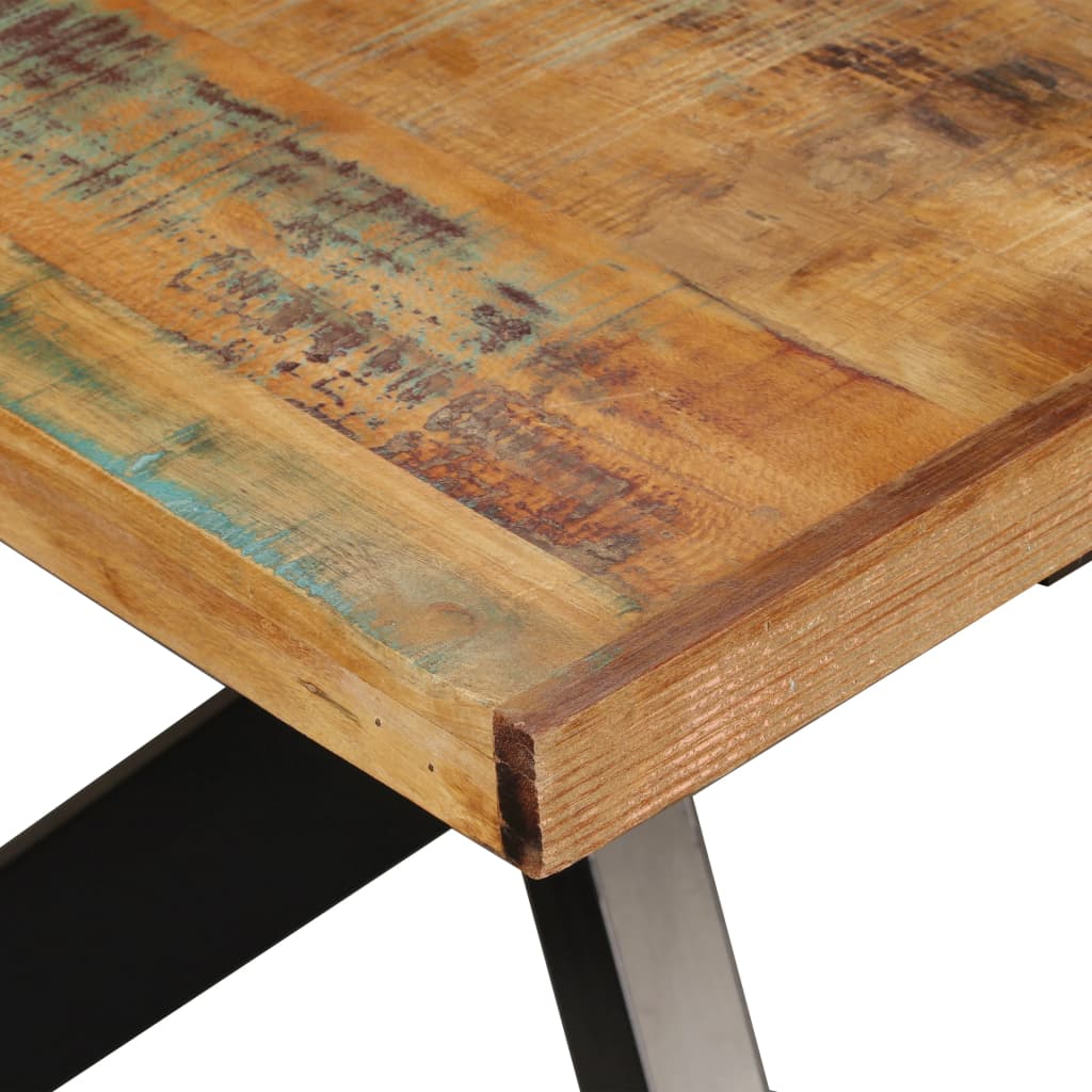 vidaXL Mesa de comedor madera maciza reciclada y acero cruzado 180 cm