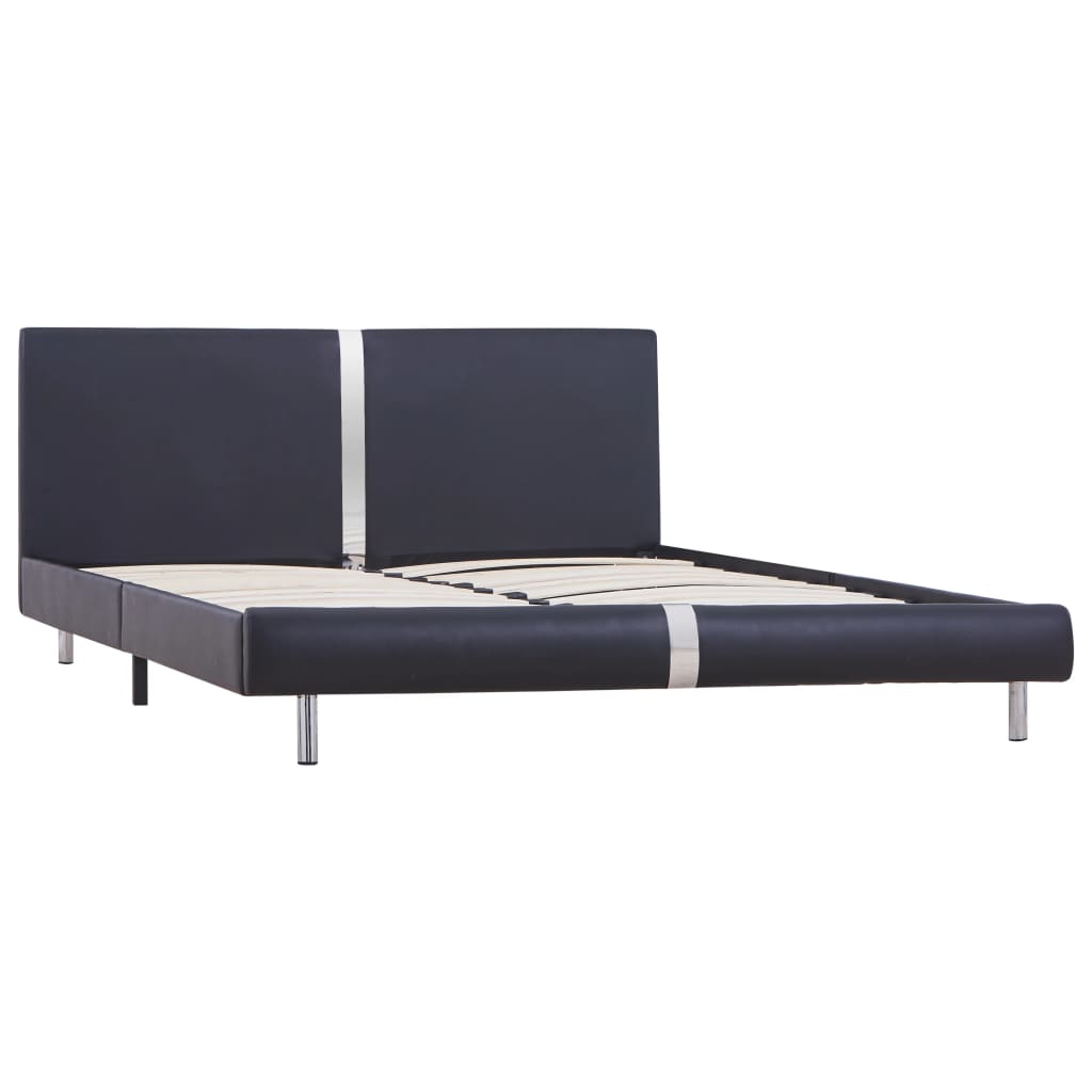 vidaXL Estructura de cama de cuero sintético negro 140x200 cm