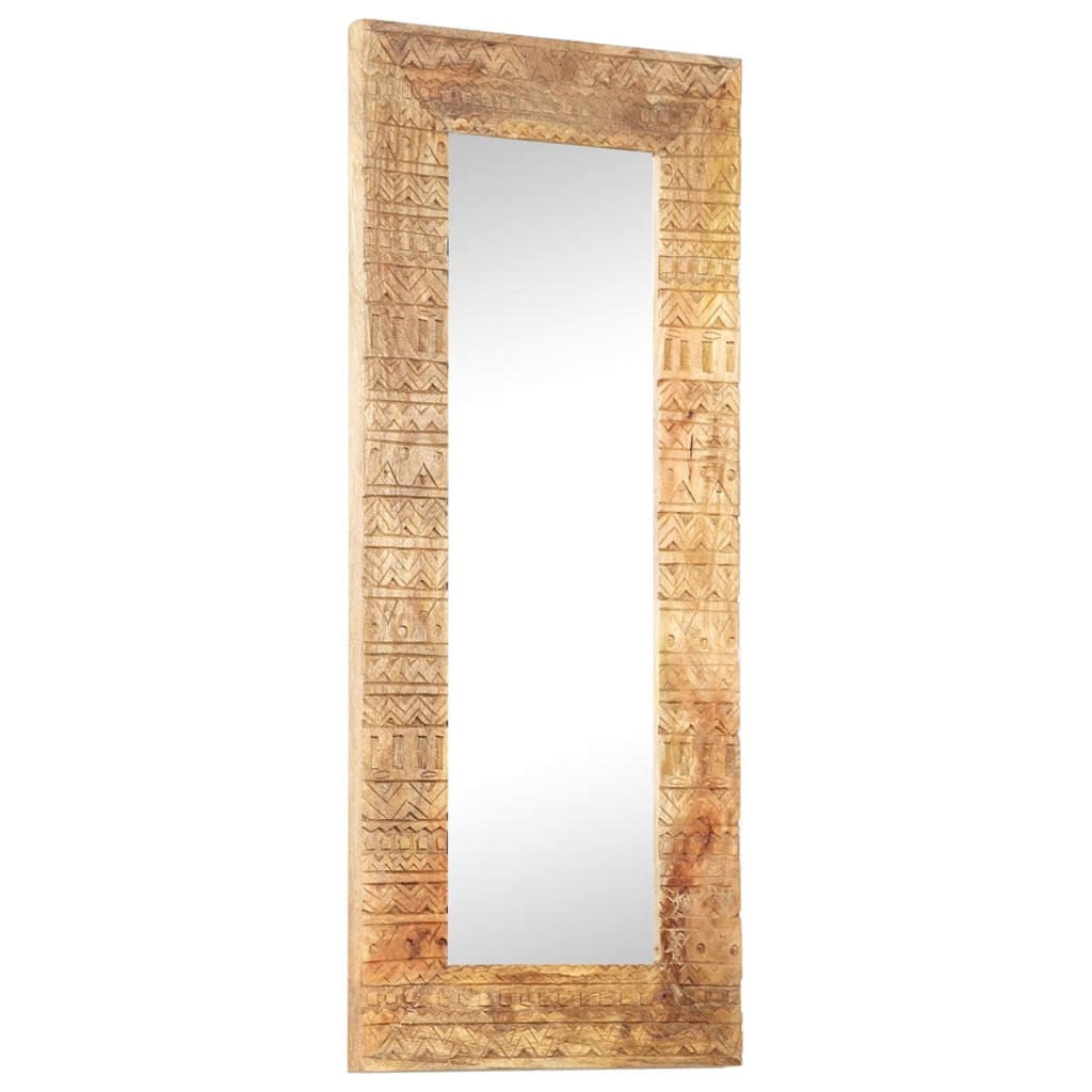vidaXL Espejo tallado a mano madera maciza de mango 110x50x2,5 cm