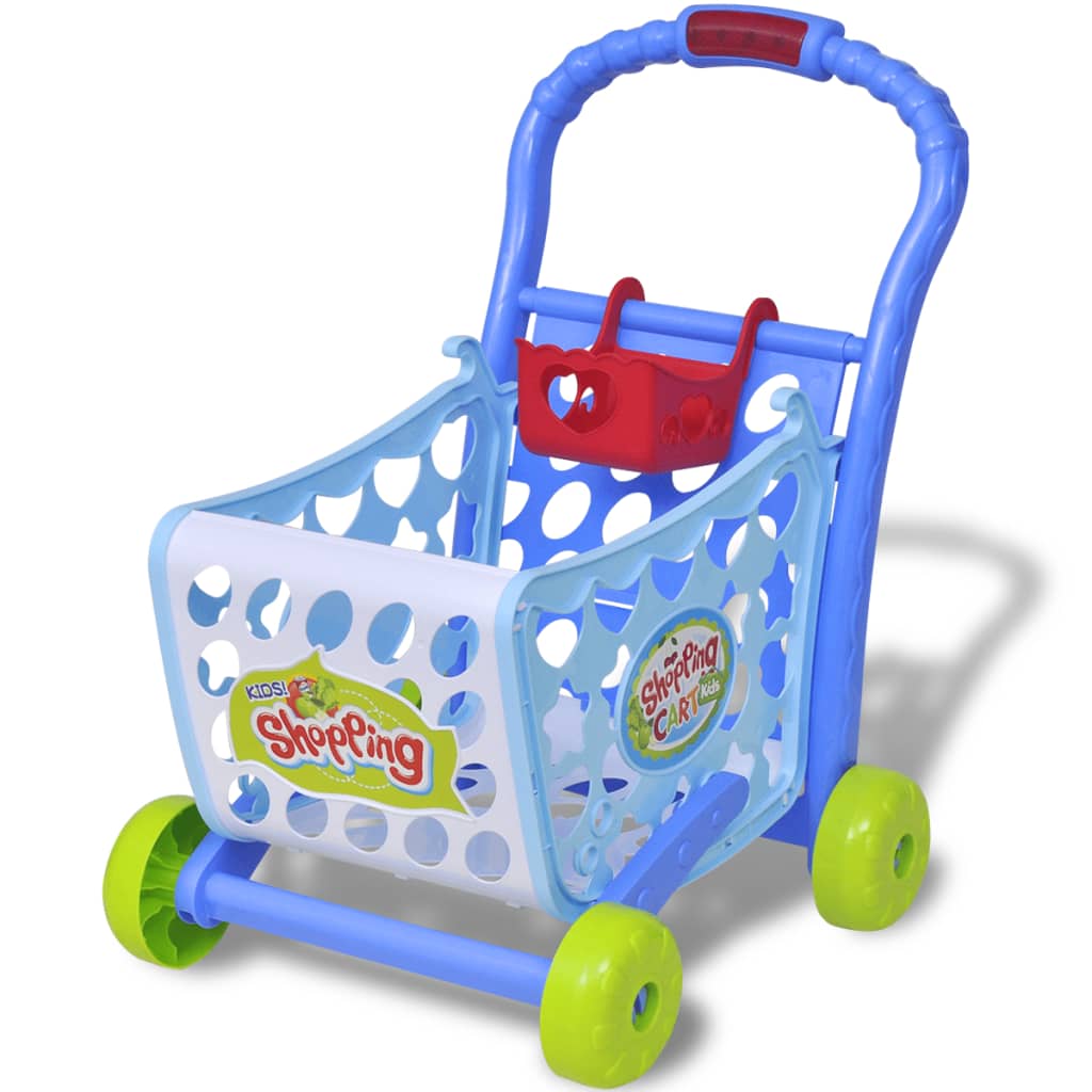Carrito de la compra de juguete 3 en 1 para niños (Azul)