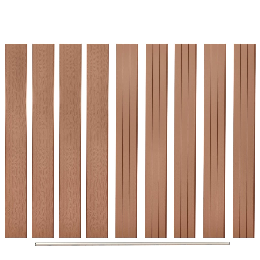 vidaXL Tableros de valla de repuesto 9 uds WPC marrón 170 cm