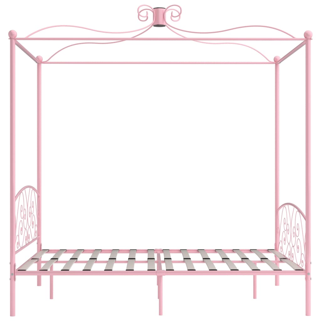 vidaXL Estructura de cama con dosel metal rosa 180x200 cm
