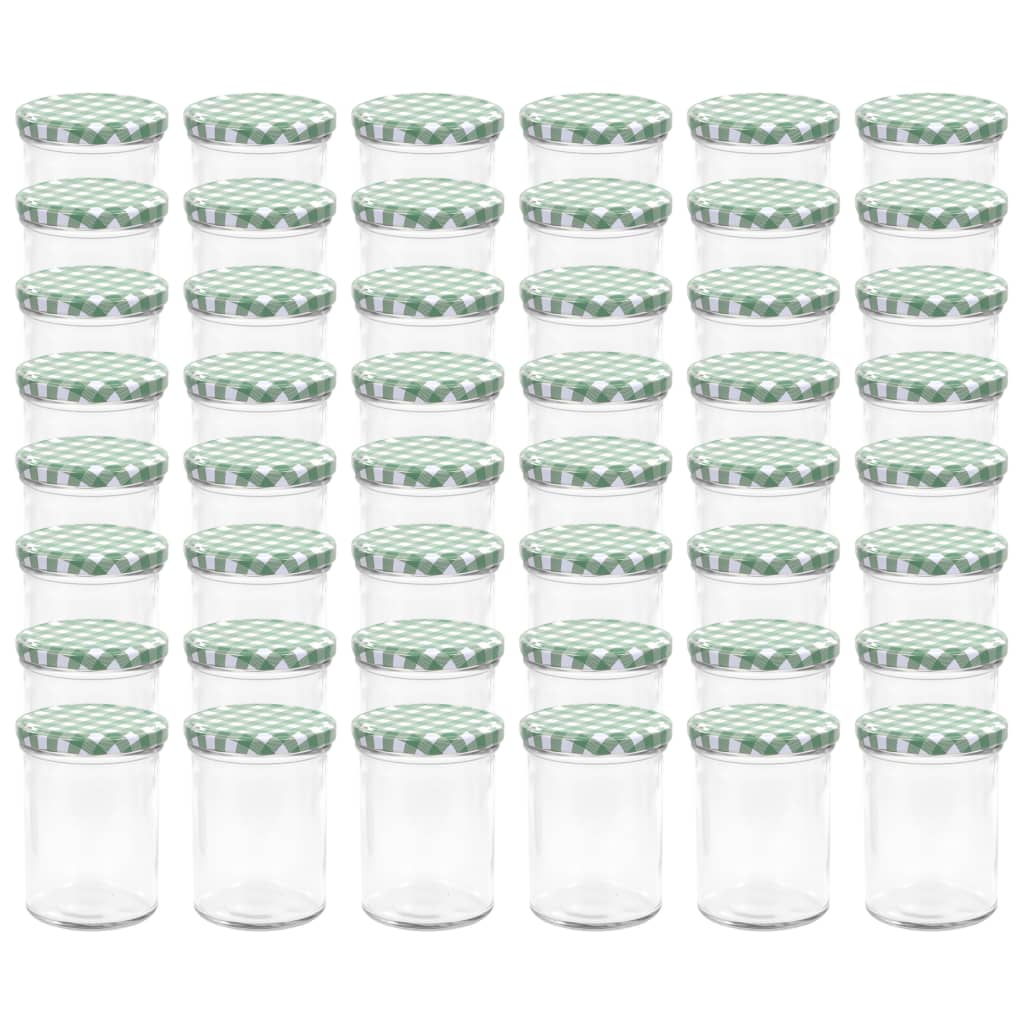 vidaXL Tarros de mermelada de vidrio tapa blanca y verde 48 uds 400 ml