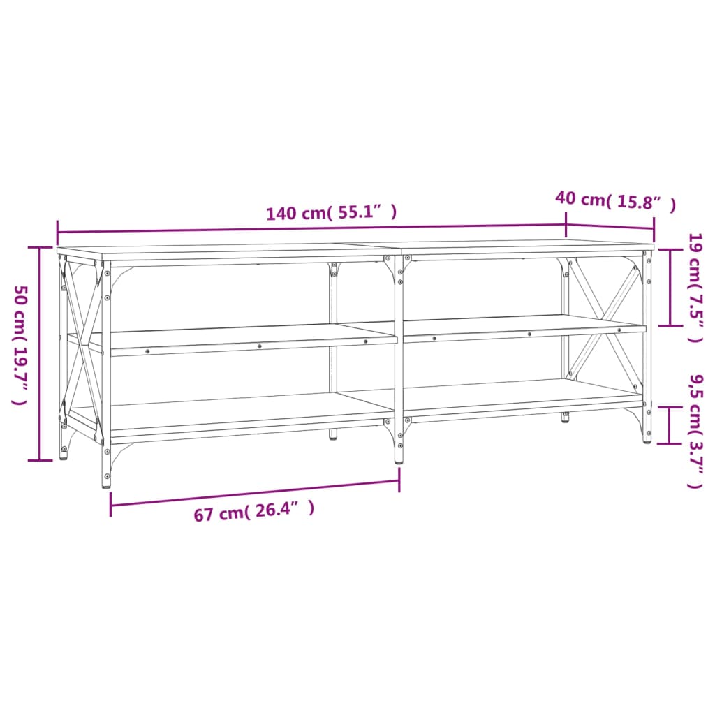 vidaXL Mueble para TV madera contrachapada roble ahumado 140x40x50 cm