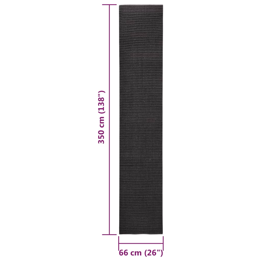 vidaXL Alfombra de sisal para rascador negro 66x350 cm