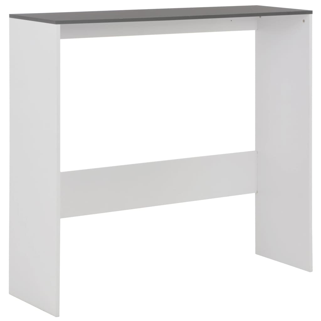 vidaXL Mesa de bar con 2 tableros blanco y gris 130x40x120 cm