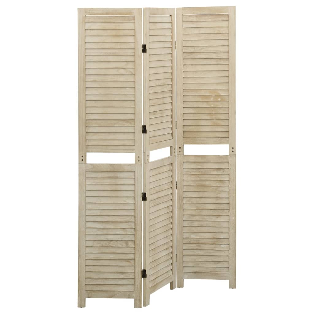 vidaXL Biombo de 3 paneles de madera maciza de paulownia 105x165 cm