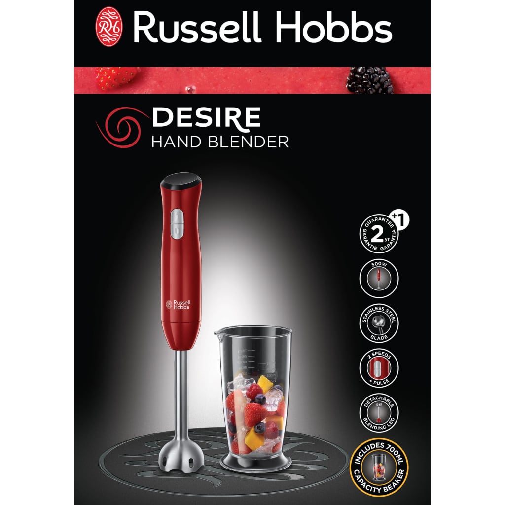 Russell Hobbs Batidora de brazo Desire rojo 500 W