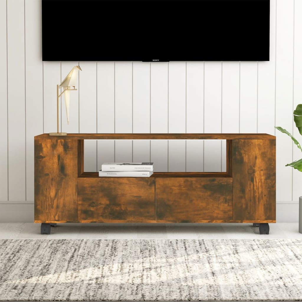 vidaXL Mueble para TV madera contrachapada roble ahumado 120x35x48 cm