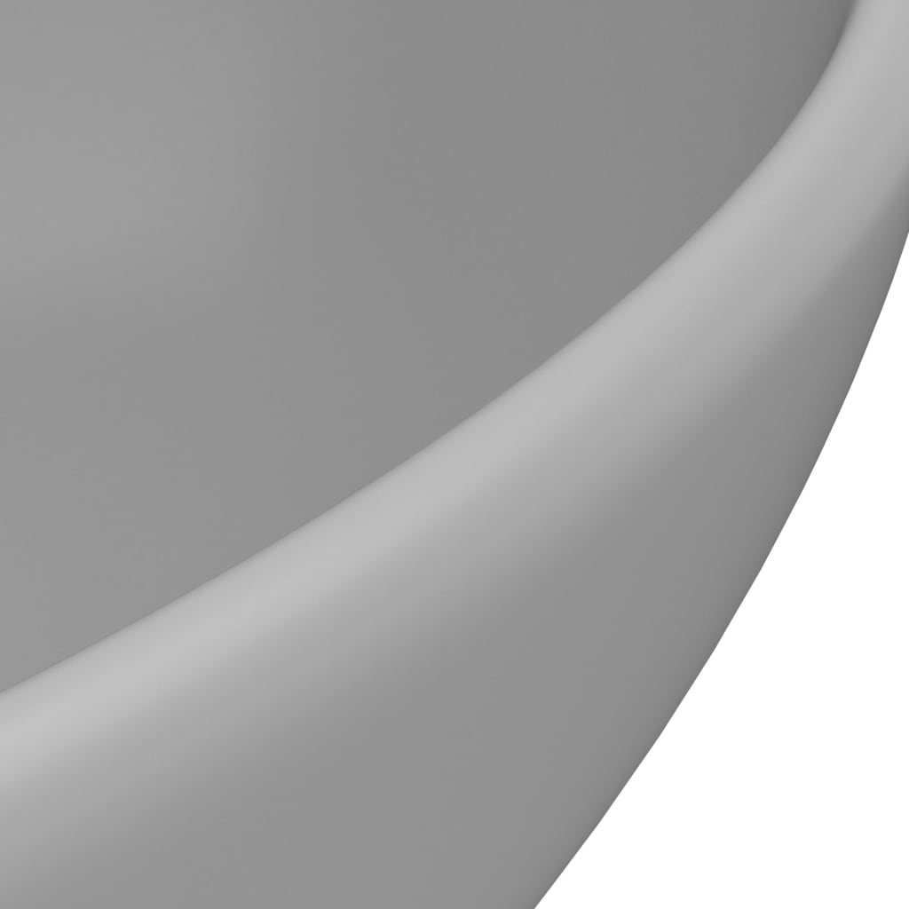 vidaXL Lavabo de lujo ovalado cerámica gris claro mate 40x33 cm