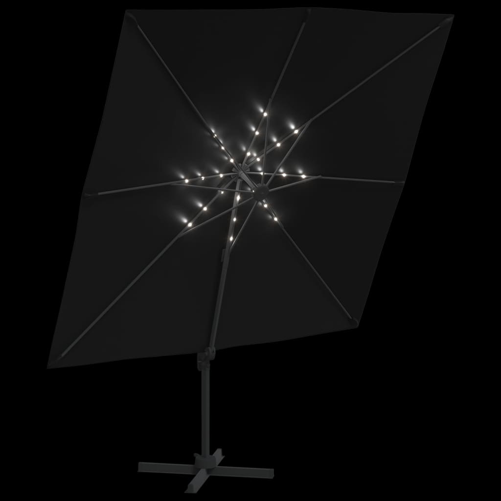vidaXL Sombrilla voladiza con LEDs negrao 400x300 cm