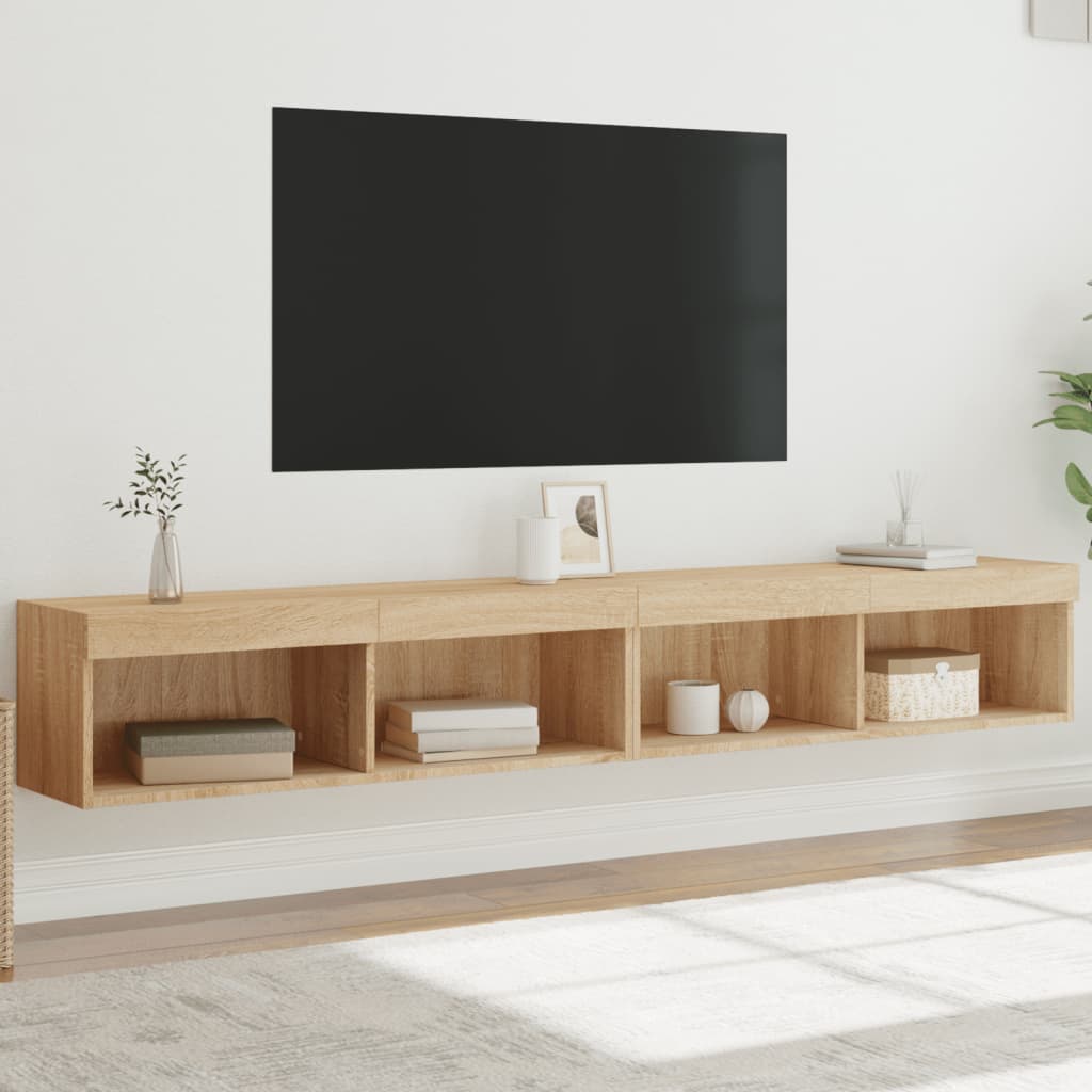 vidaXL Muebles de TV con luces LED 2 uds roble Sonoma 100x30x30 cm