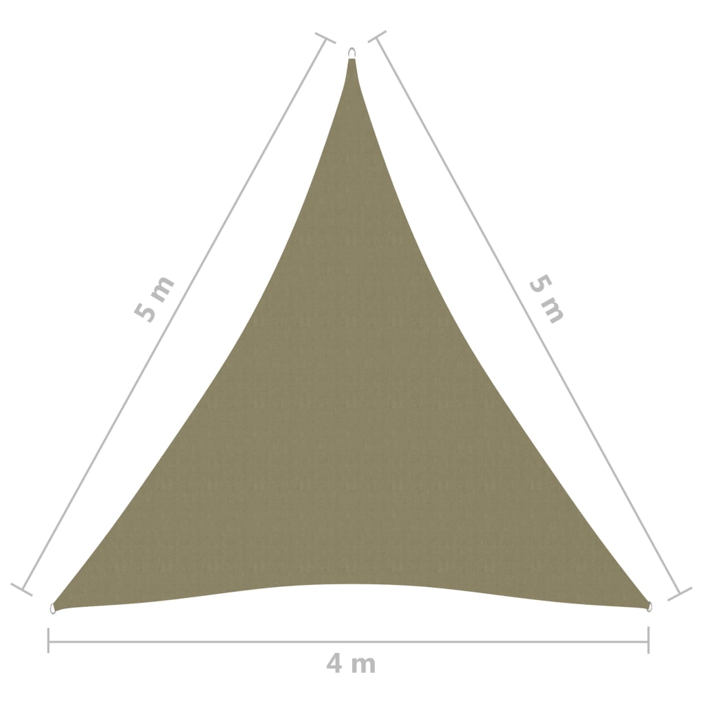 vidaXL Toldo de vela triangular tela Oxford beige 4x5x5 m