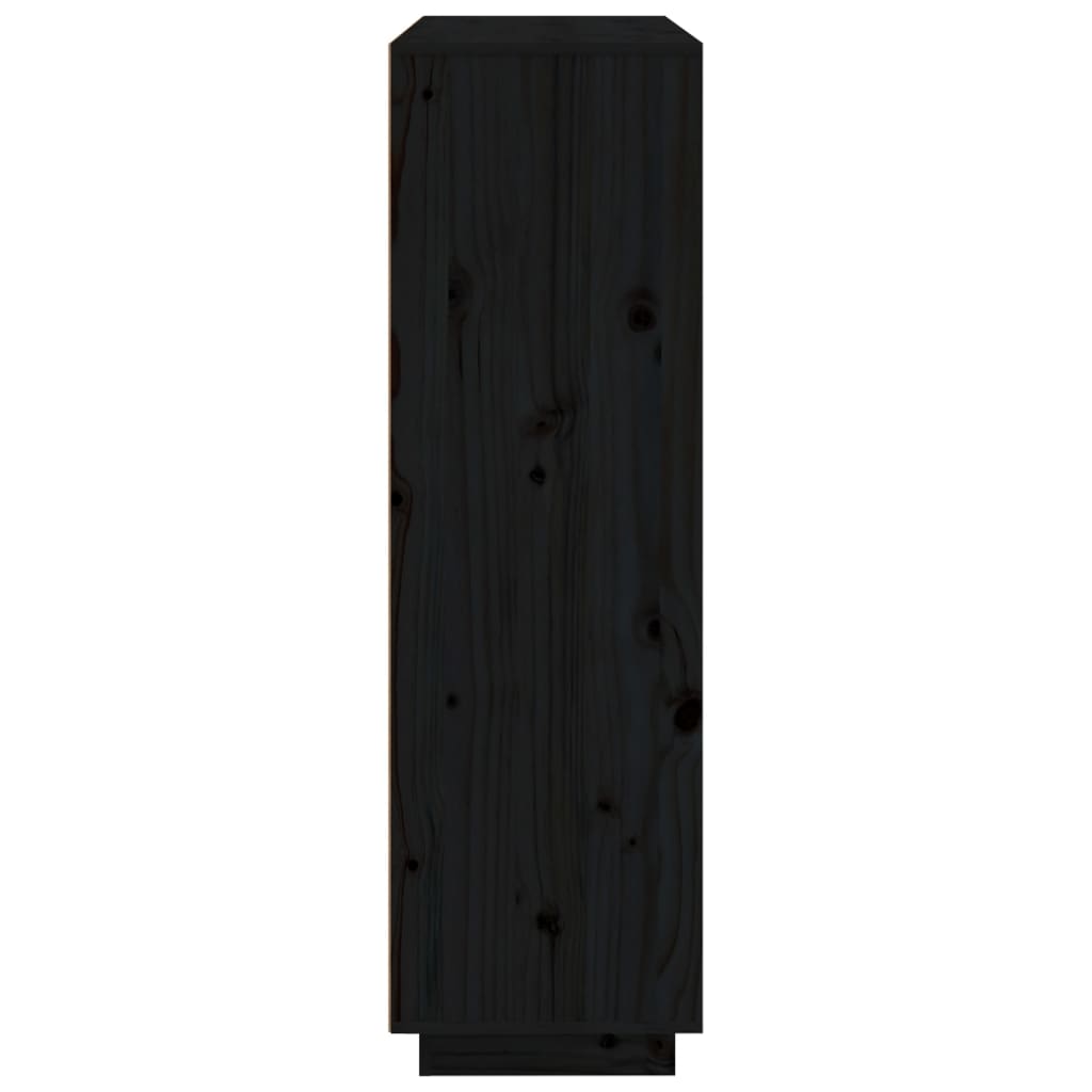vidaXL Aparador alto de madera maciza de pino negro 110,5x35x117 cm