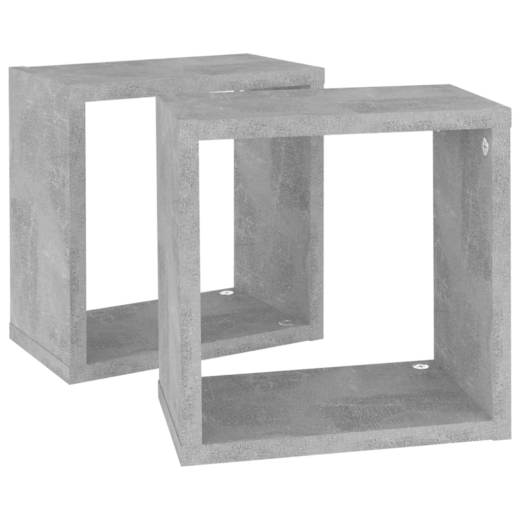 vidaXL Estantes cubo de pared 2 unidades gris hormigón 26x15x26 cm