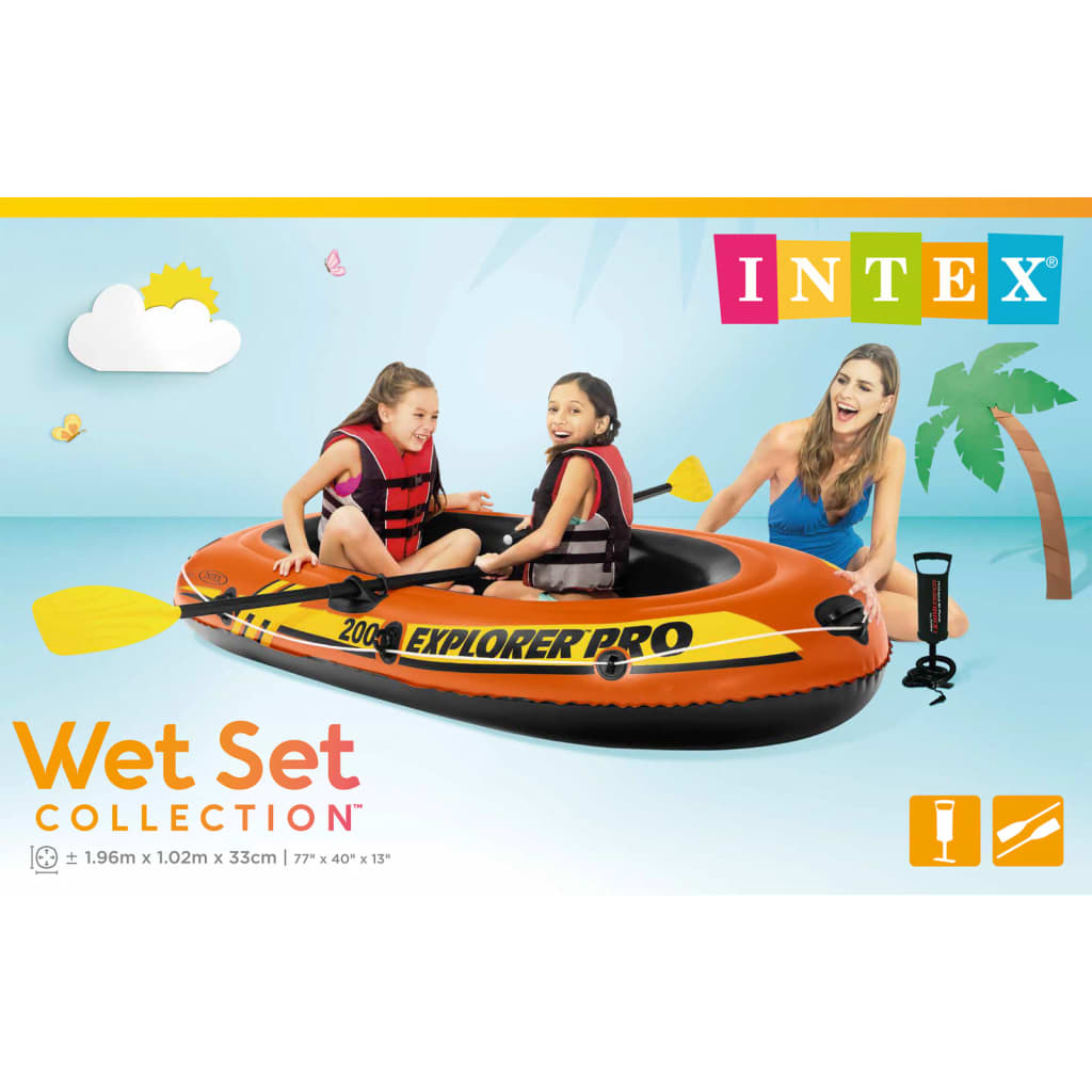 Intex Set barca inflable con remos y bomba Explorer Pro 200 58357NP