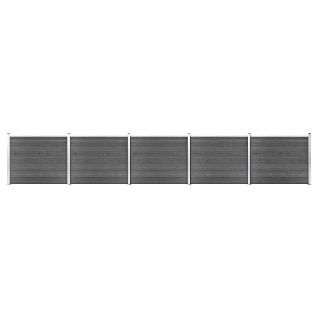 vidaXL Set de paneles de valla WPC negro 872x146 cm