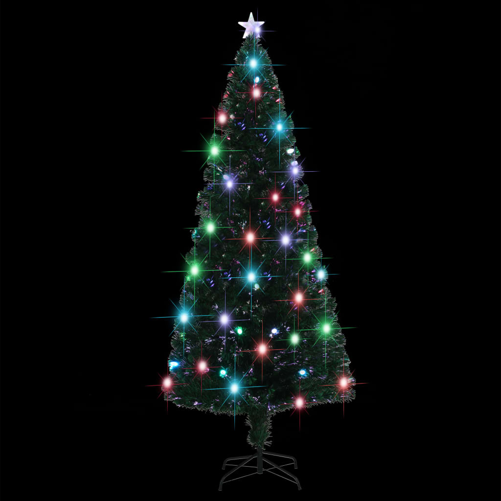 vidaXL Árbol de Navidad artificial con soporte/LED 210 cm fibra óptica