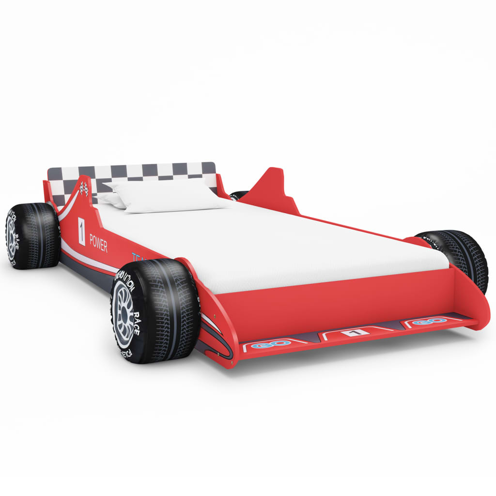 vidaXL Cama con forma de coche de carreras para niños 90x200 cm roja