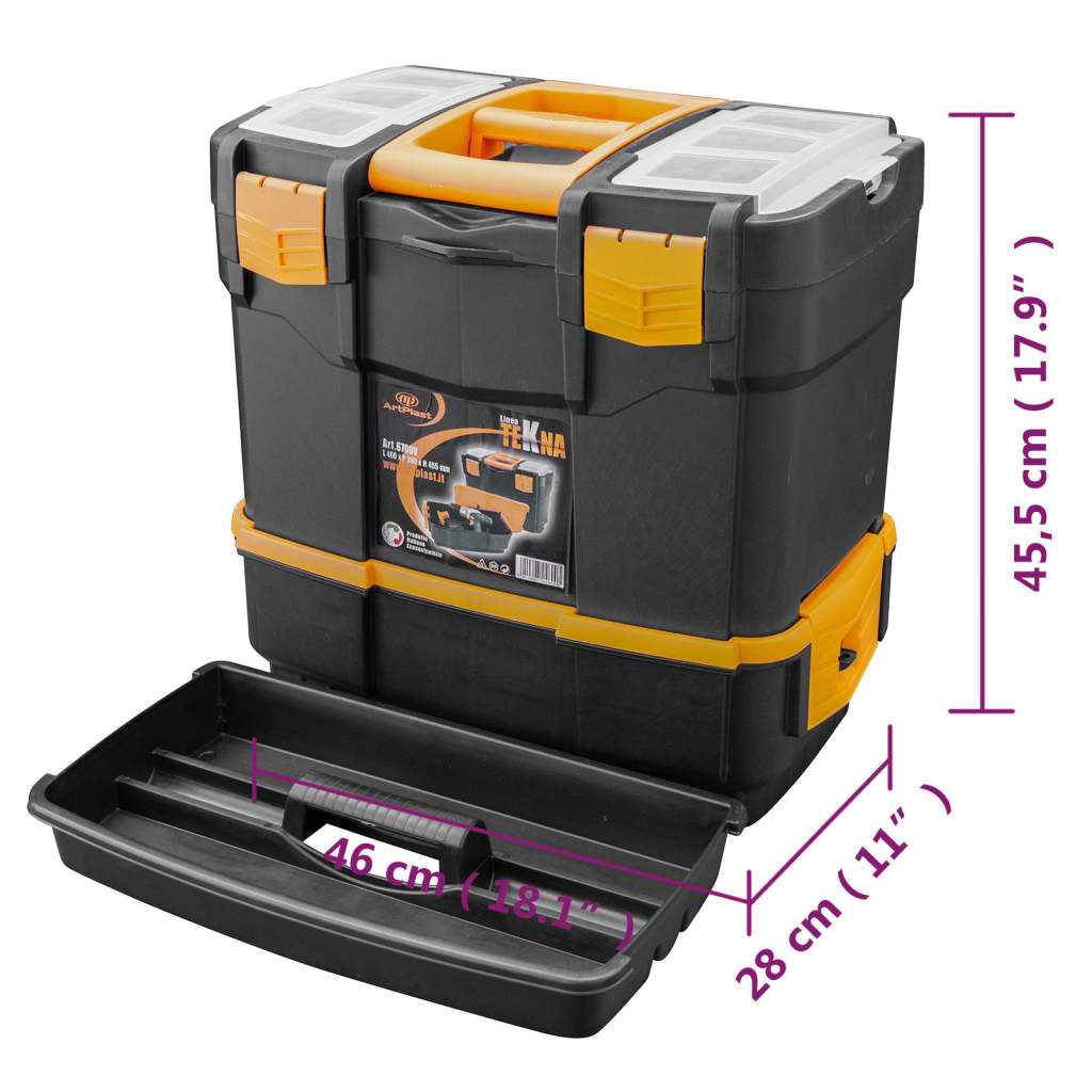 vidaXL Caja de herramientas PP 460x280x455 mm