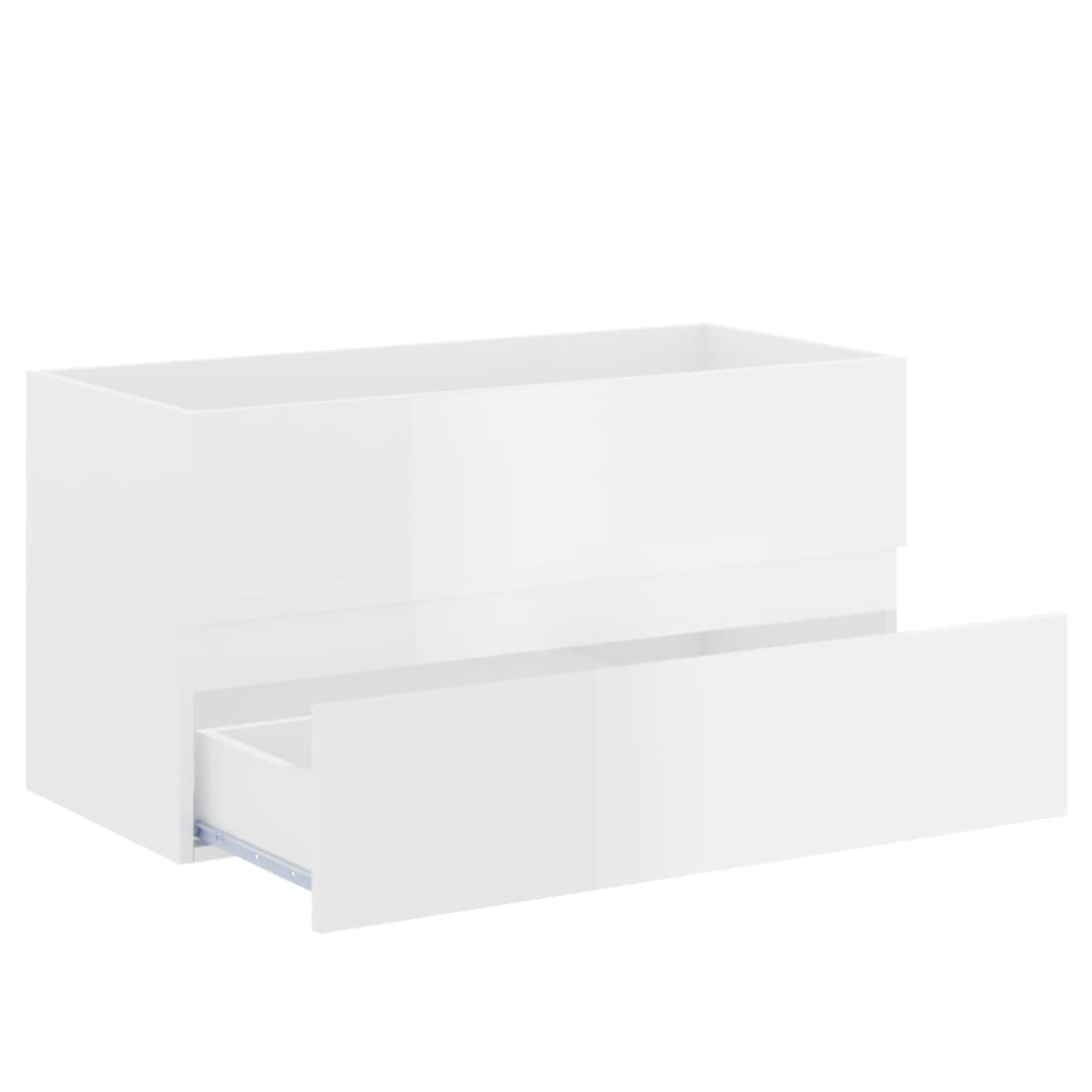 vidaXL Mueble de lavabo madera ingeniería blanco brillo 90x38,5x45 cm