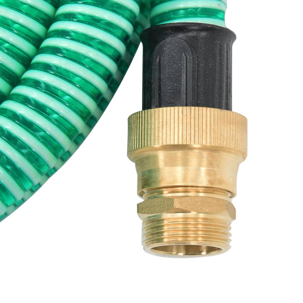 vidaXL Manguera de succión con conectores de latón PVC verde 29 mm 25m