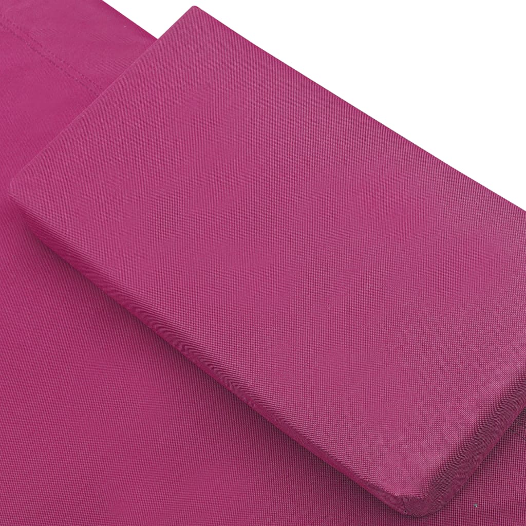 vidaXL Tumbona de exterior de tela rosa