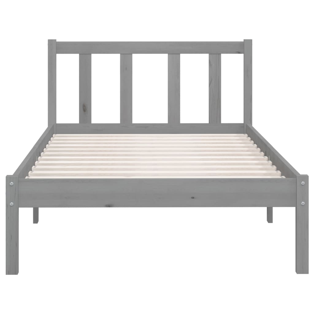 vidaXL Estructura de cama de madera maciza de pino gris 90x200 cm