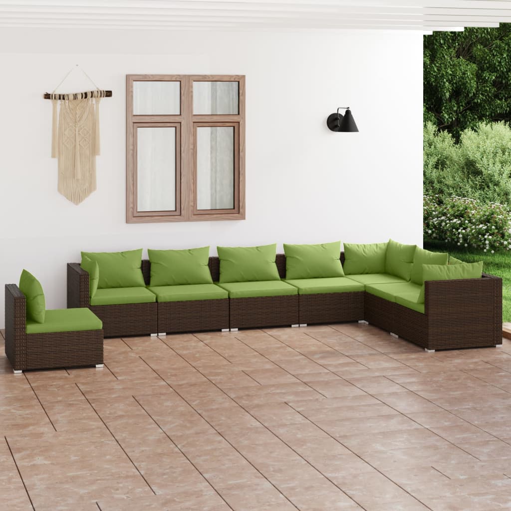 vidaXL Set sofás de jardín 8 piezas y cojines ratán sintético marrón