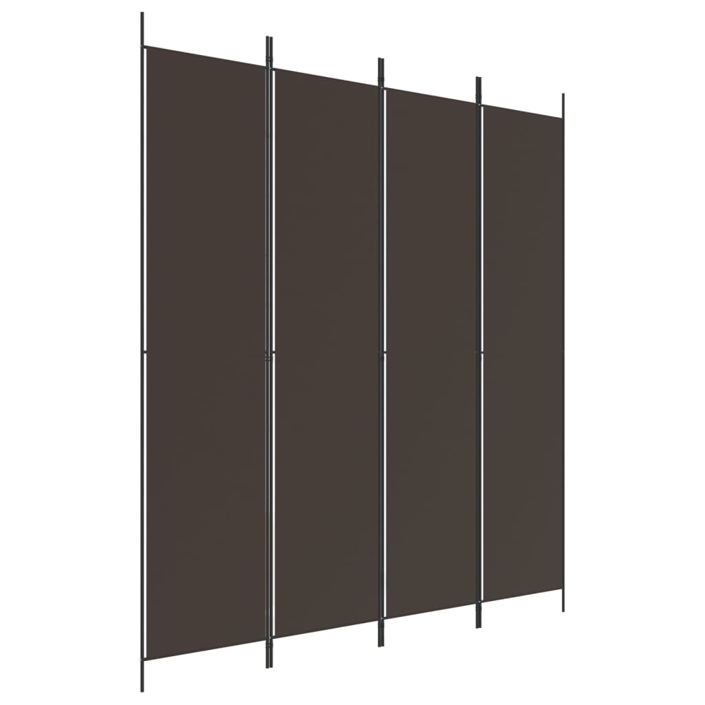 vidaXL Biombo divisor de 4 paneles de tela marrón 200x220 cm