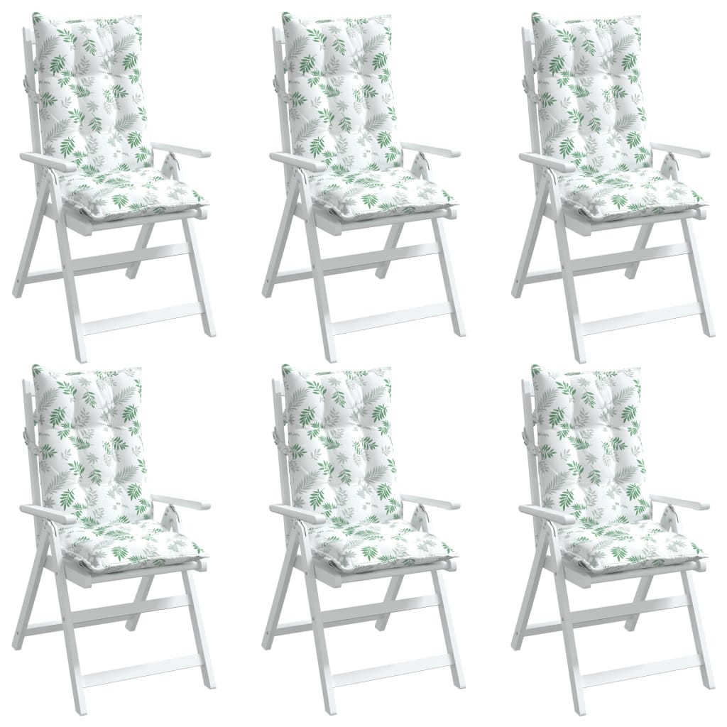 vidaXL Cojines silla respaldo alto 6 uds tela Oxford estampado hojas