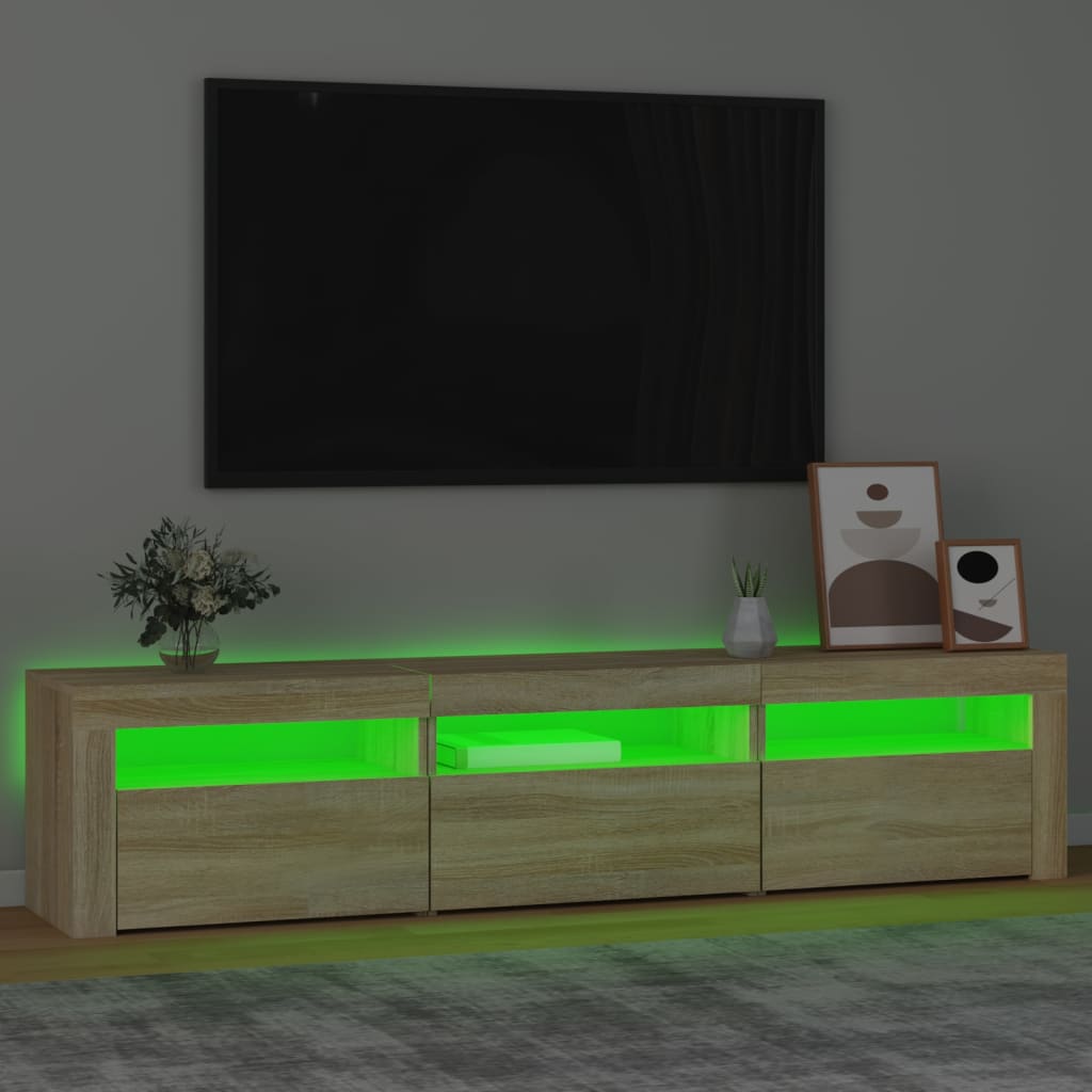vidaXL Mueble de TV con luces LED roble Sonoma 180x35x40 cm