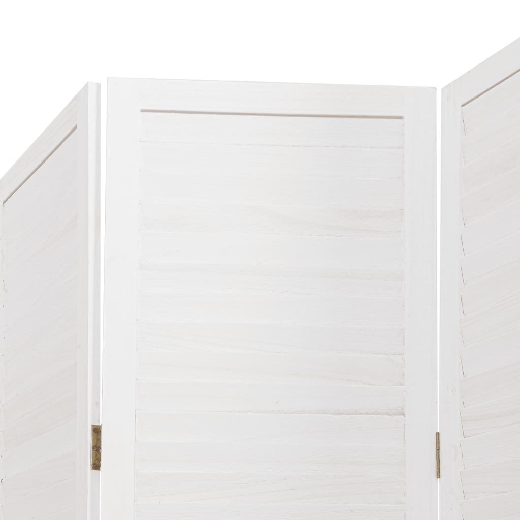 vidaXL Biombo separador de 6 paneles madera maciza Paulownia blanco