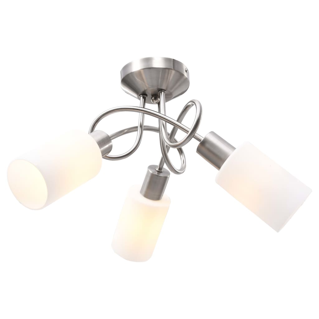 vidaXL Lámpara de techo pantallas cerámica cono blanco 3 bombillas E14