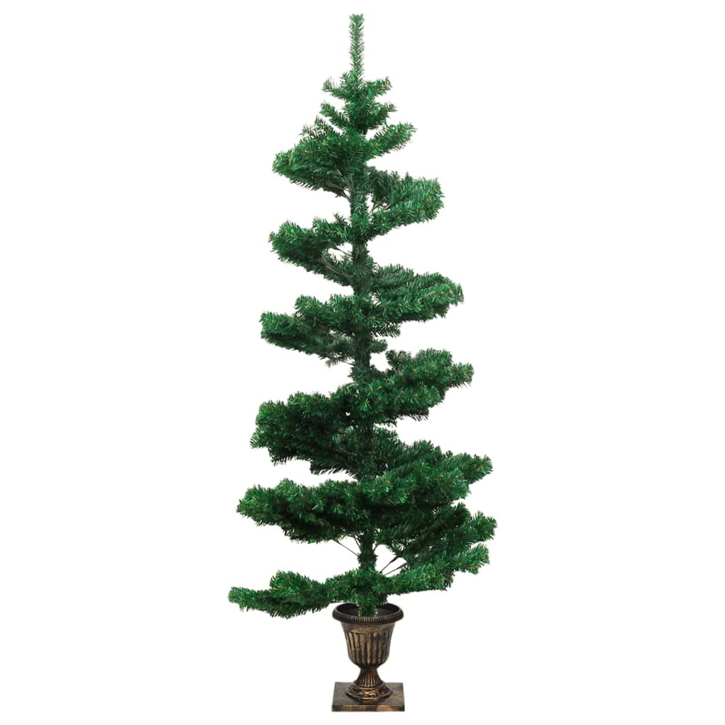 vidaXL Árbol de Navidad en espiral con maceta y LED PVC verde 120 cm