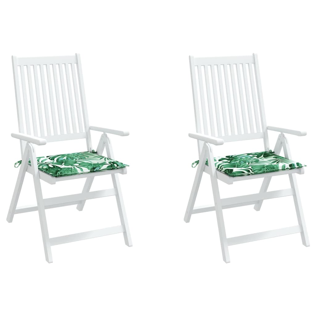 vidaXL Cojines de silla 2 uds tela estampado de hojas 40x40x3 cm