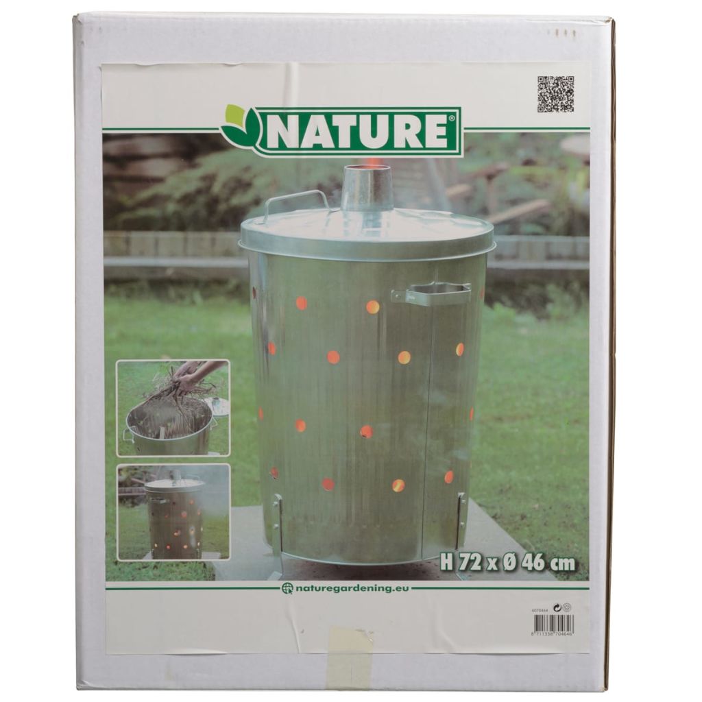 Nature Incinerador de jardín redondo de acero galvanizado 46x72 cm