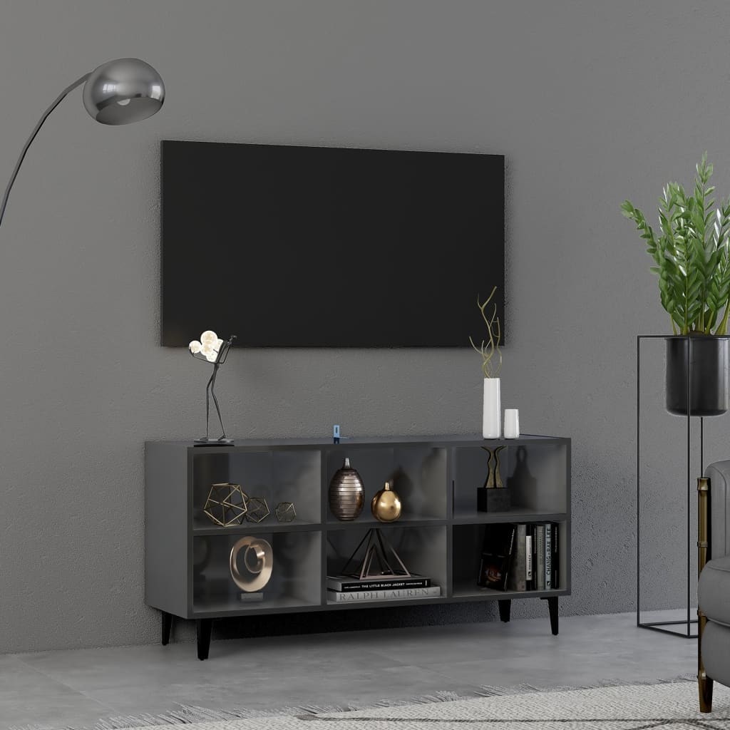 vidaXL Mueble de TV con patas de metal gris brillante 103,5x30x50 cm