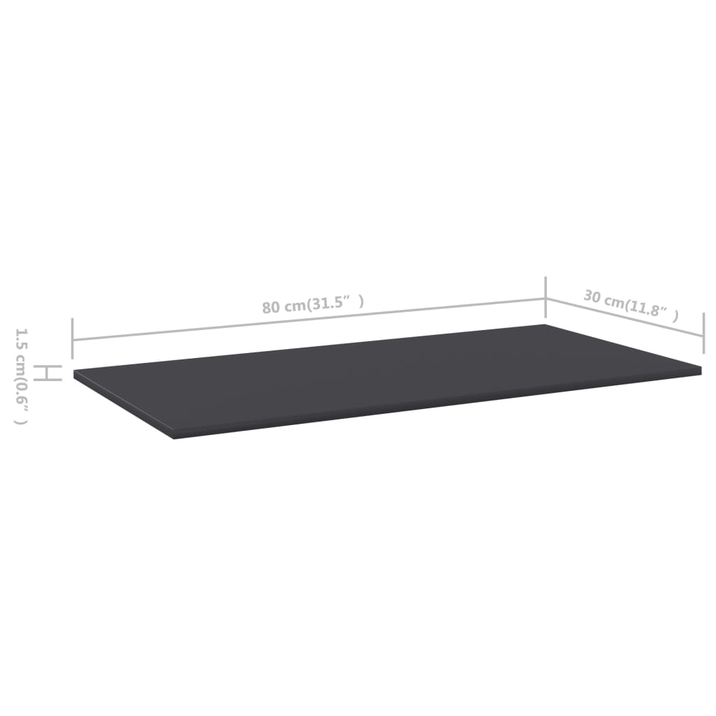 vidaXL Estantes para estantería 4 uds contrachapada gris 80x30x1,5 cm