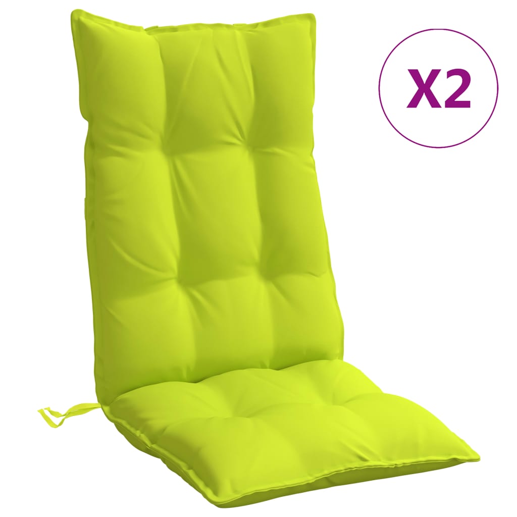 vidaXL Cojines de silla respaldo alto 2 uds tela Oxford verde brillo