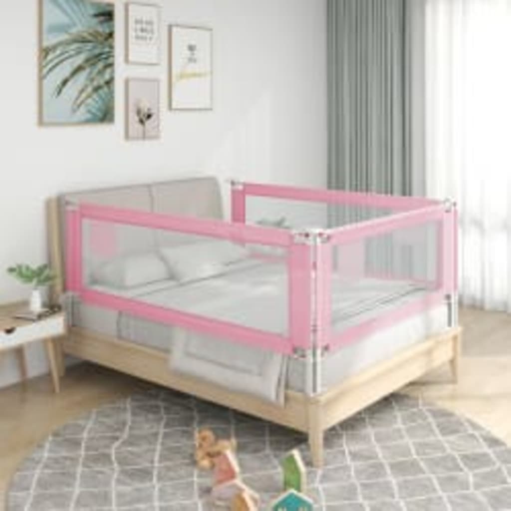 vidaXL Barandilla de seguridad cama de niño rosa tela 140x25 cm