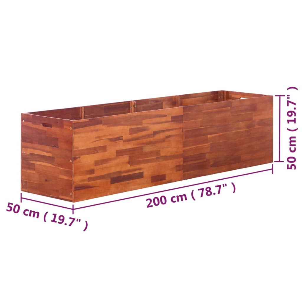 vidaXL Arriate de madera de acacia 200x50x50 cm