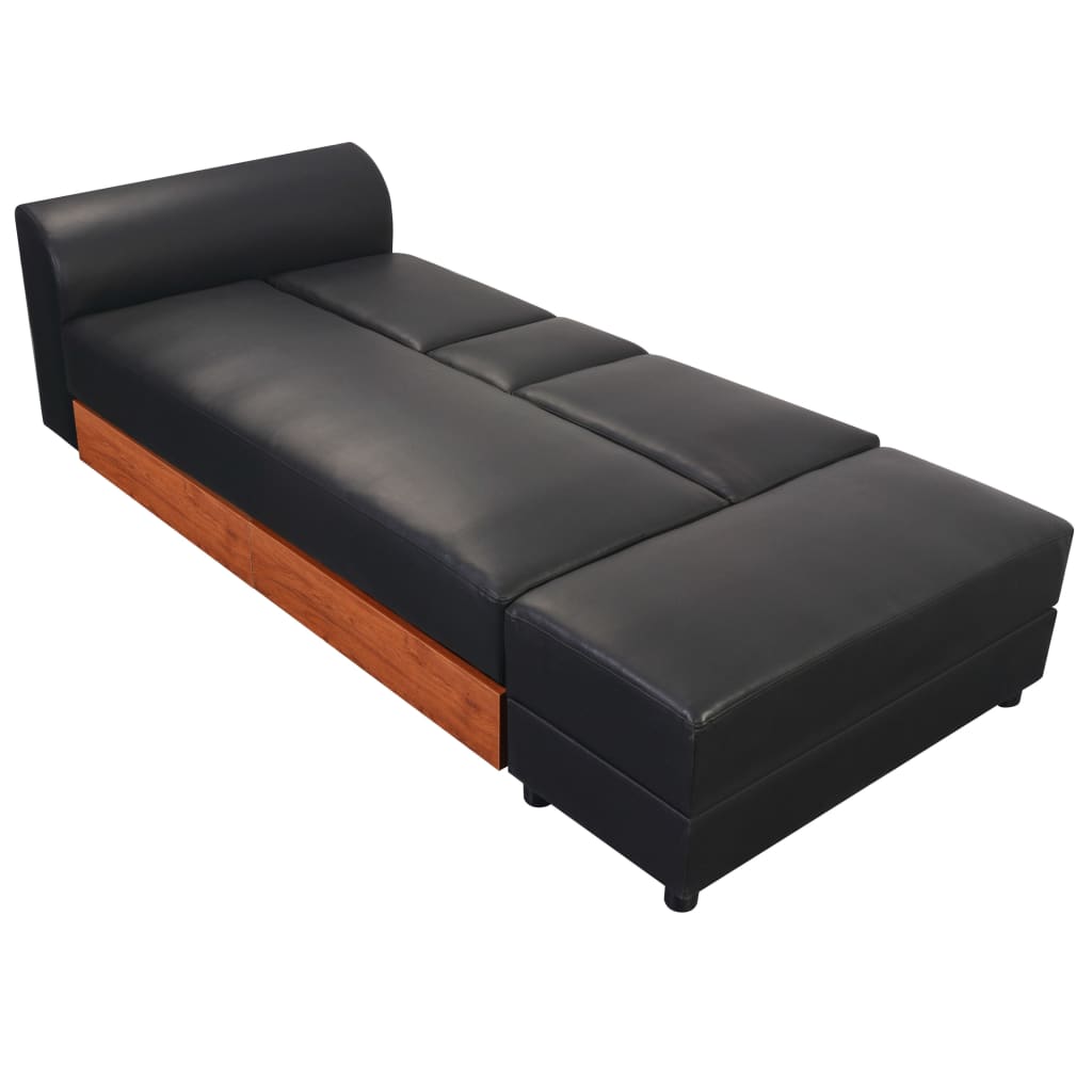 vidaXL Sofá cama de cuero artificial negro