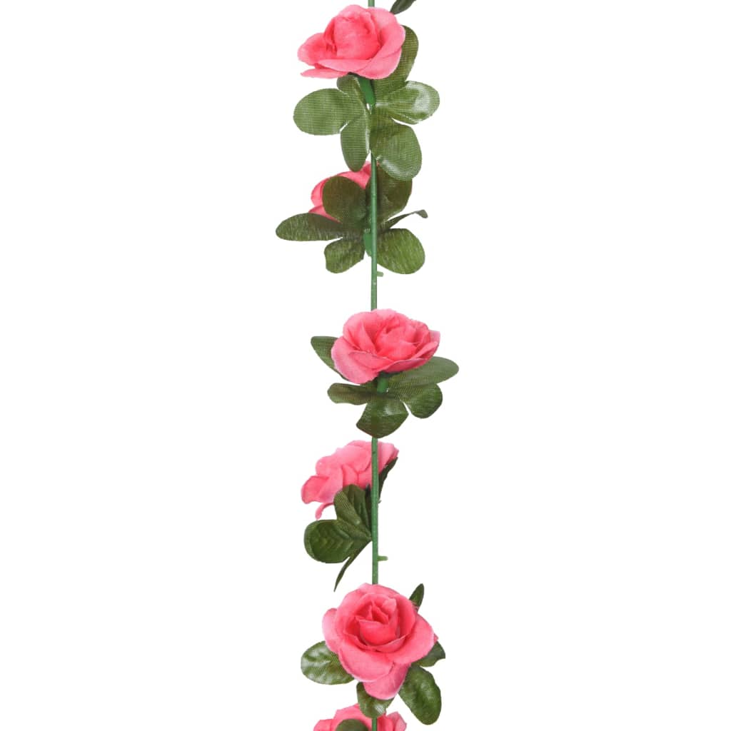 vidaXL Guirnaldas de flores artificiales 6 uds rojo y rosa 240 cm